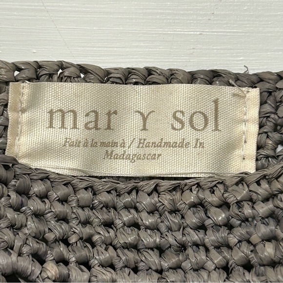 Mar Y Sol Cusco Crocheted Raffia Tote Bag, Dove Gray, Beach, Handcrafted - Picture 3 of 9